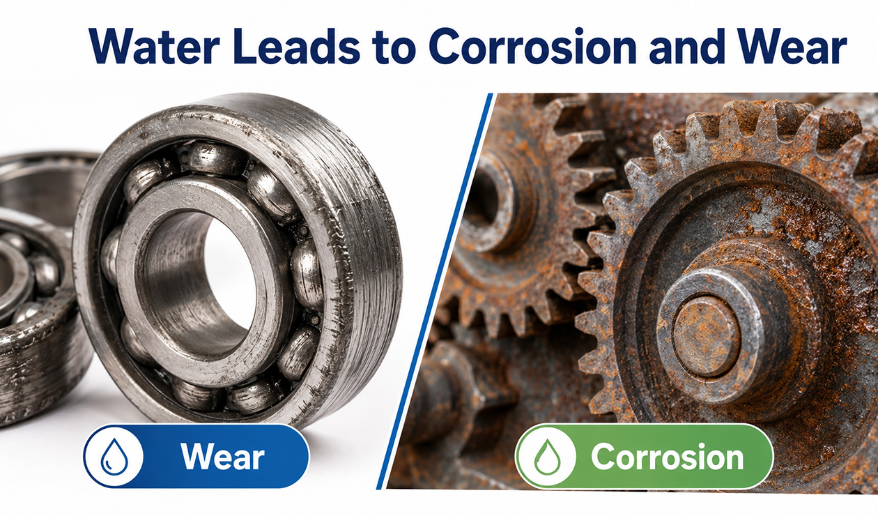 Water in Oil  Leads to Corrosion and Wear