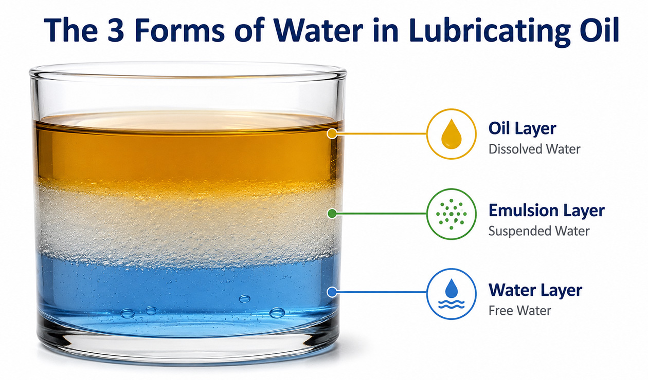 The 3 Forms of Water in Lubricating Oil
